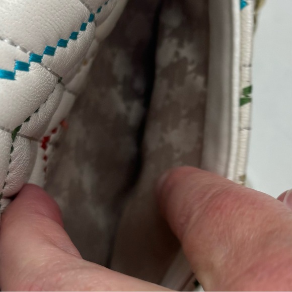 Karl Lagerfeld- Paris off-white leather bag /chain strap and mult-colored stitch - Picture 8 of 16